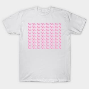 3 different abstract pink color heart shape pattern objects T-Shirt